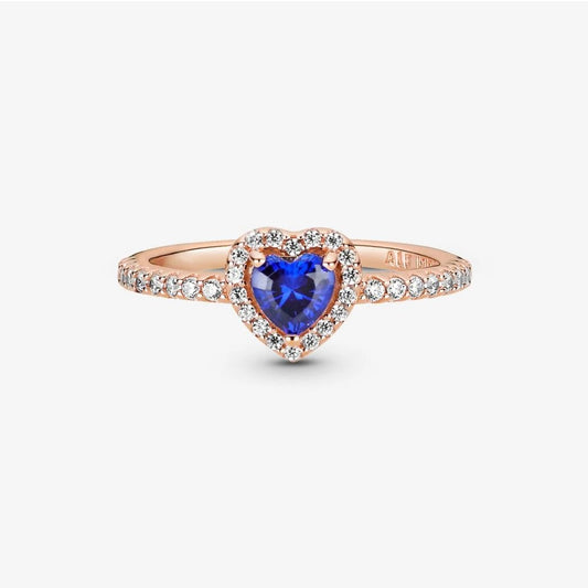 Anello Pandora con Cuore in Rilievo Blu Scintillante 188421C01