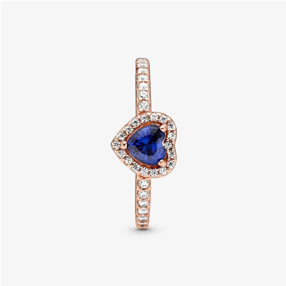 Pandora Sparkling Blue Embossed Heart Ring 188421C01