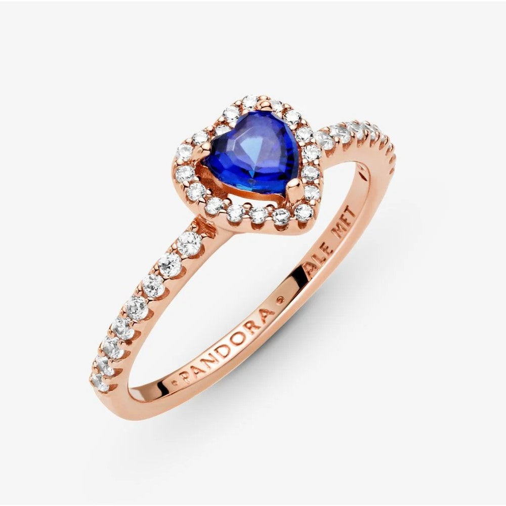 Pandora Sparkling Blue Embossed Heart Ring 188421C01