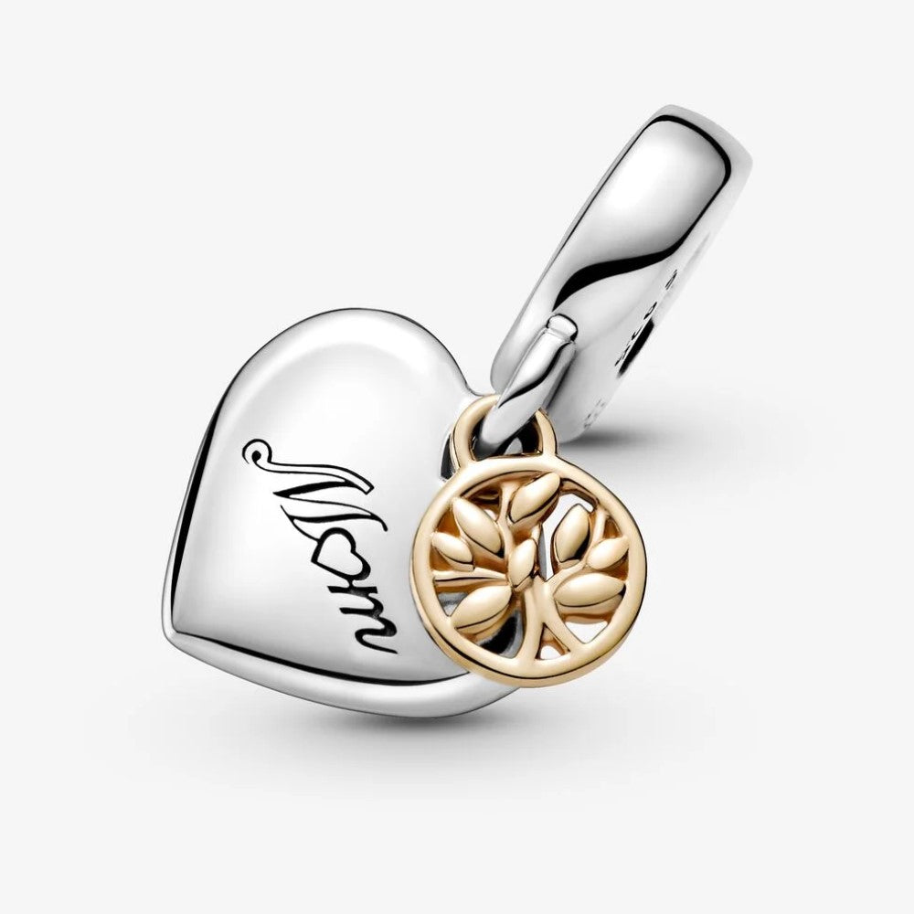 Charm Pendente Pandora Bicolore Albero della Famiglia e Cuore 799366C00