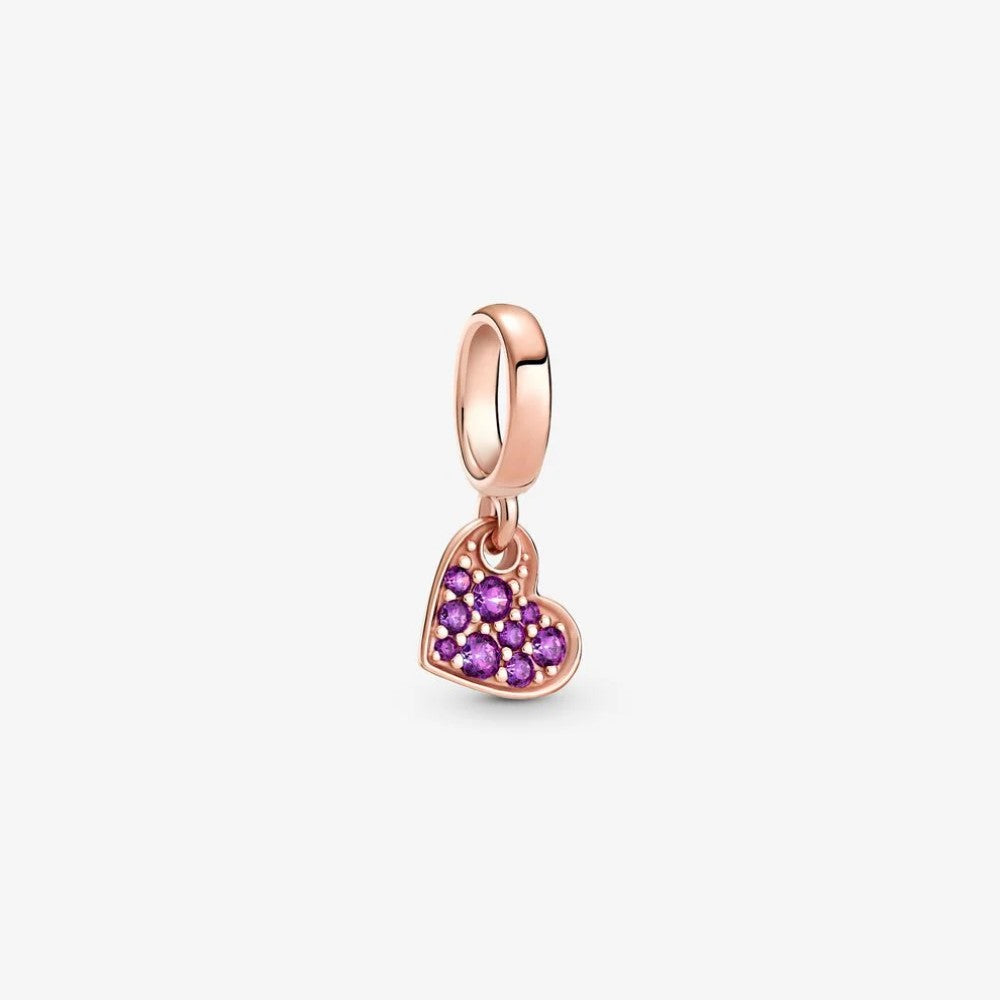 Charm Pandora Cuore Obliquo con Pavè Viola 789404C03