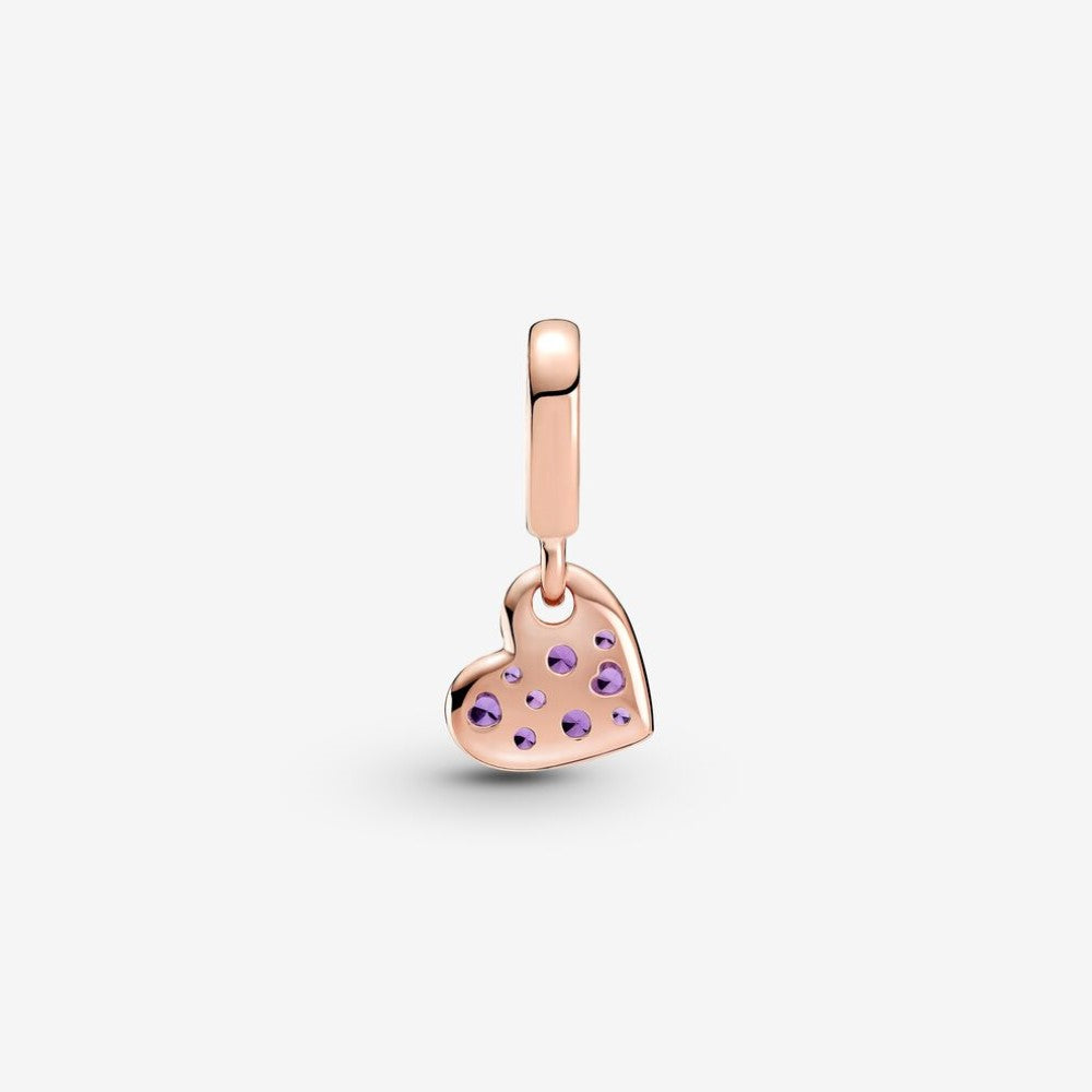Charm Pandora Cuore Obliquo con Pavè Viola 789404C03