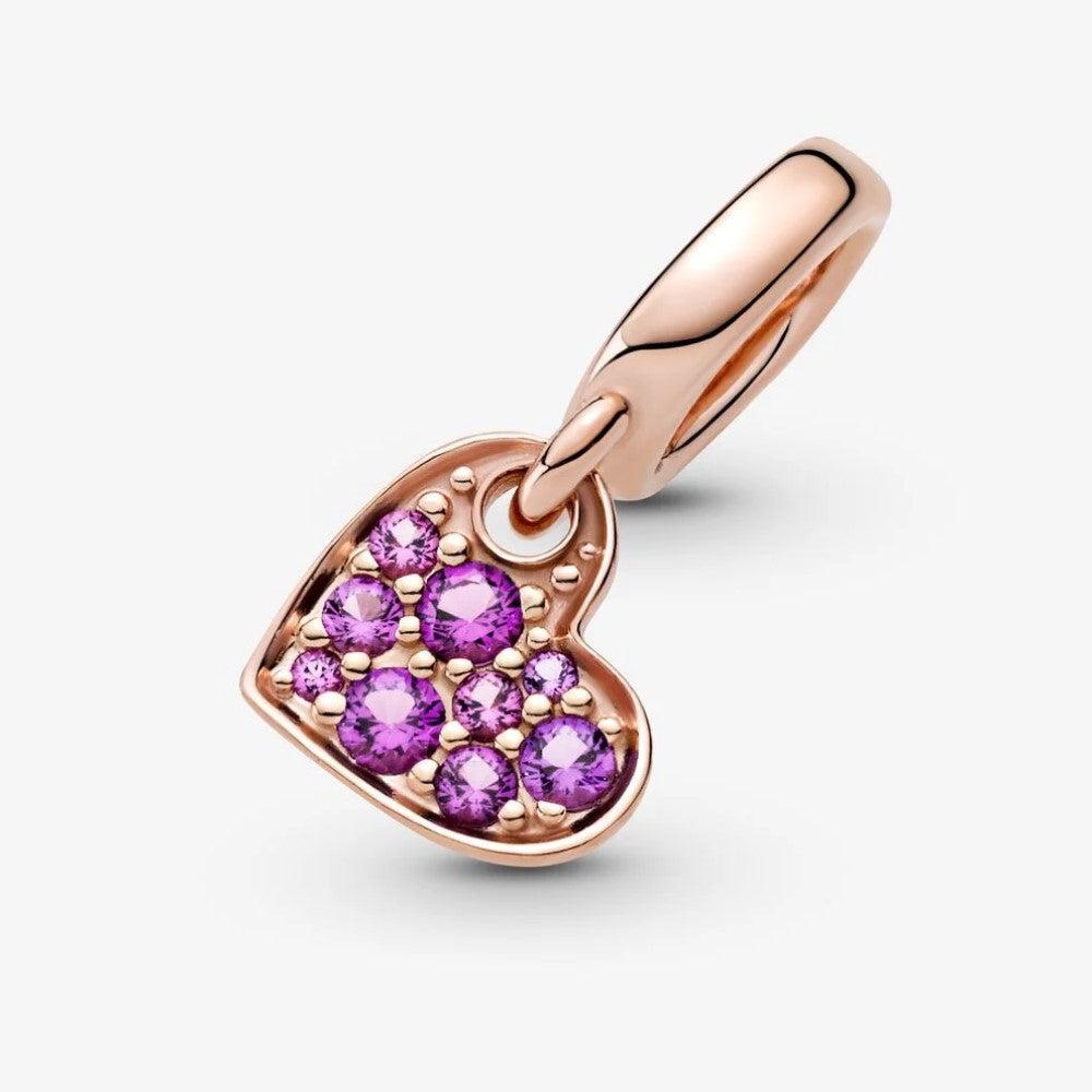 Charm Pandora Cuore Obliquo con Pavè Viola 789404C03