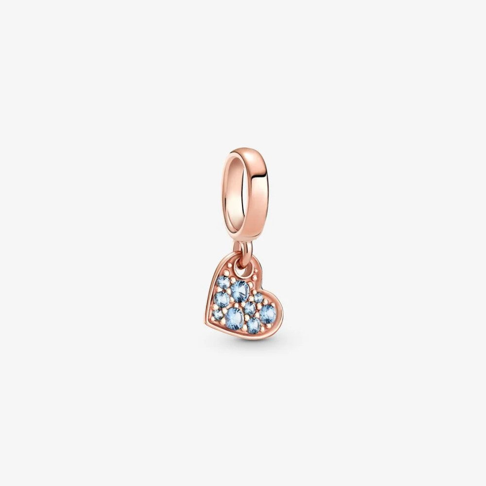 Pandora Charm Oblique Heart with Blue Pavé 789404C01