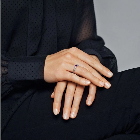 Anello Pandora Viola Decorato con Sfere 198867C03