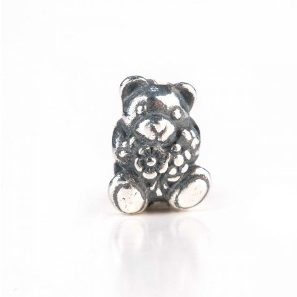 Silver Bead Teddy with THUN Flowers by Trollbeads® - Hug Me! TAGBE-30154EC