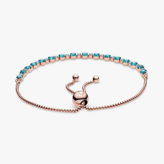 Pandora Sparkling Turquoise Tennis Bracelet with Adjustable Clasp 588961C01