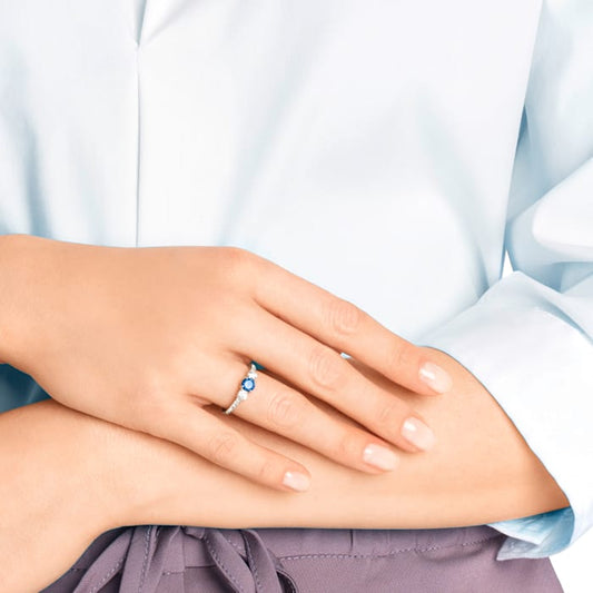 Anello Swarovski Attract Trilogy Round Azzurro