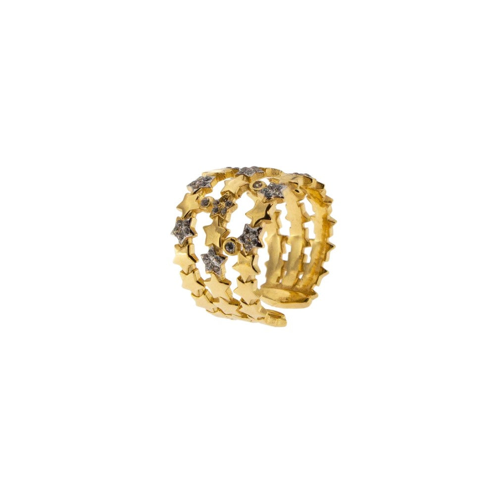 Rue Des Mille 3-Strand Alternating Stars Ring ANZ-006 3F STE