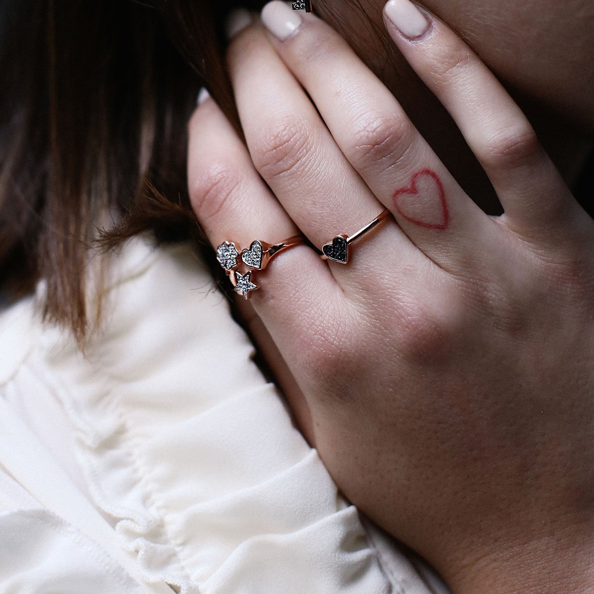 Rue des Mille Tris Open Zirconia Ring ANZ-003-W