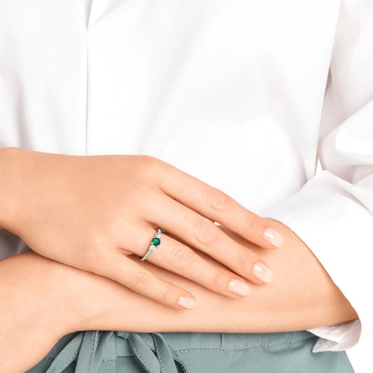 Anello Swarovski Attract Trilogy Round Verde