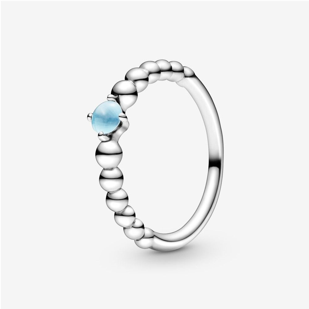 Pandora Sky Blue Ring Decorated with Spheres 198867C07