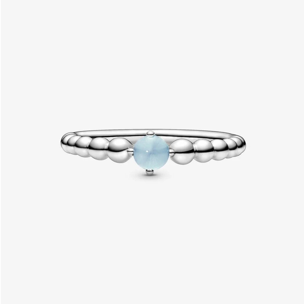 Pandora Sky Blue Ring Decorated with Spheres 198867C07