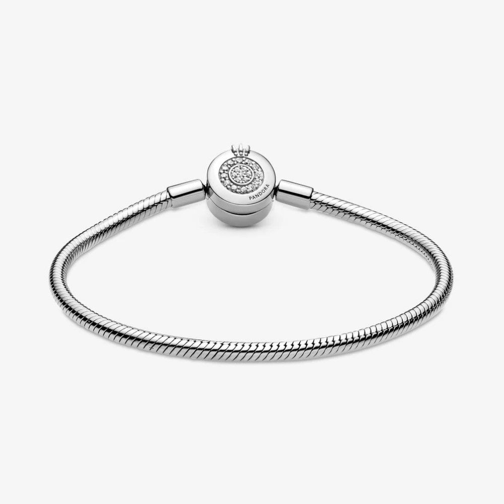 Bracciale Scintillante Pandora Moments con Maglia Snake e O Coronata 599046C01