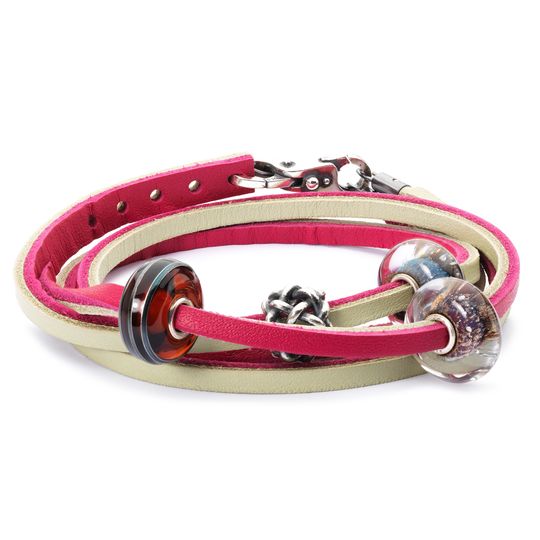 Bracciale Trollbeads Bracciale in Cuoio Magenta/Verde Salvia