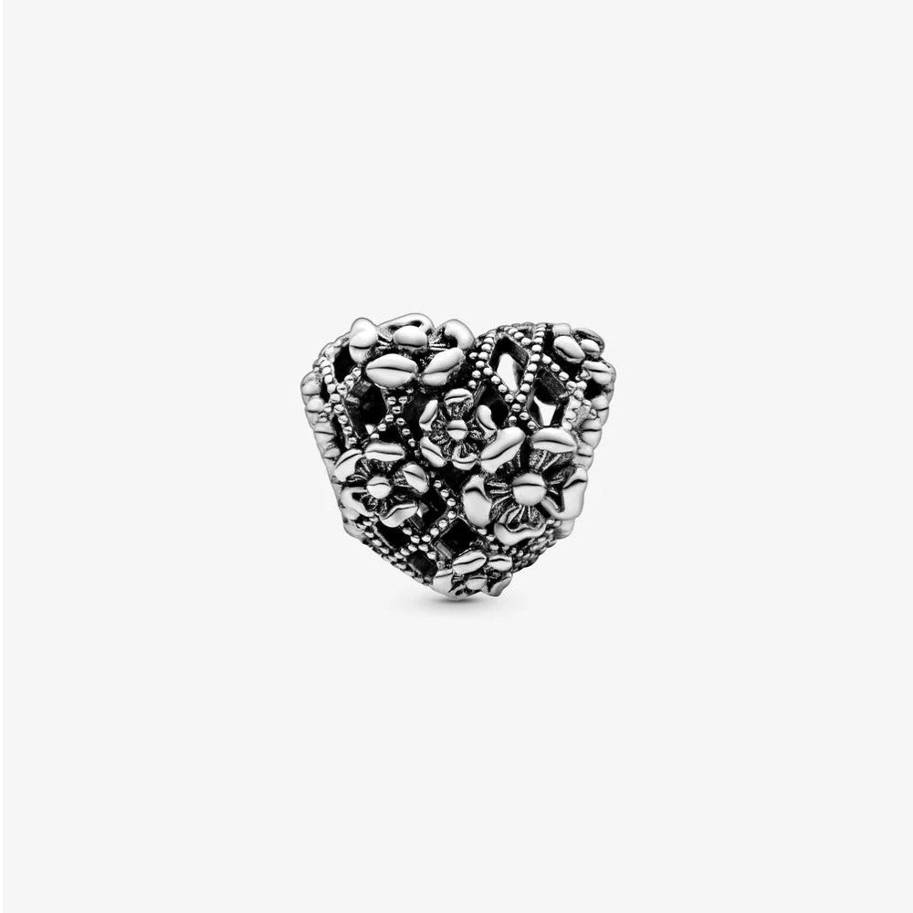 Pandora Mom Heart Charm with Openwork Flowers 798892C00
