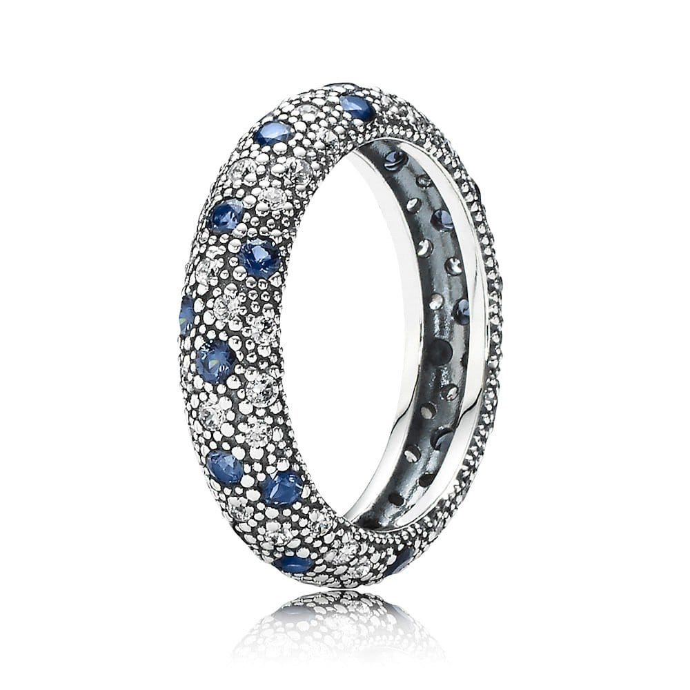 Pandora Ring Silver with Zirconia and Midnight Blue Crystals 190915NBC