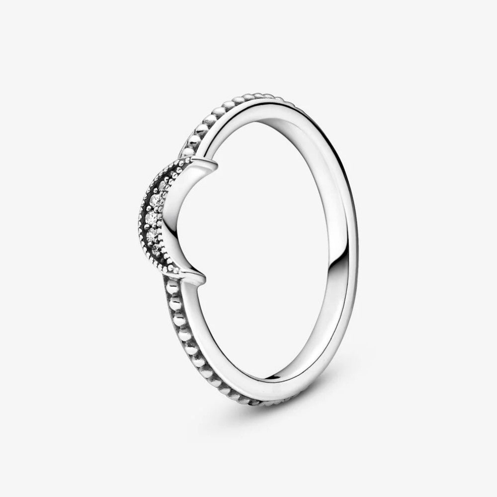 Pandora Crescent Moon Ring with Spheres 199156C01