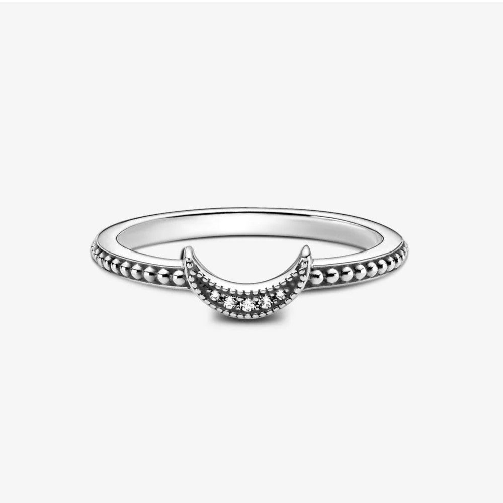Pandora Crescent Moon Ring with Spheres 199156C01