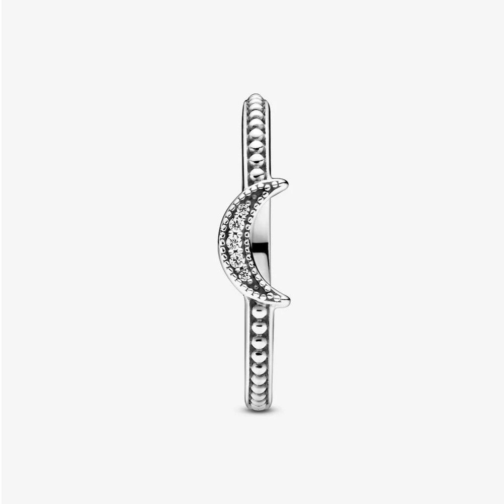 Pandora Crescent Moon Ring with Spheres 199156C01