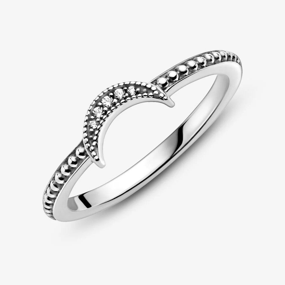 Pandora Crescent Moon Ring with Spheres 199156C01