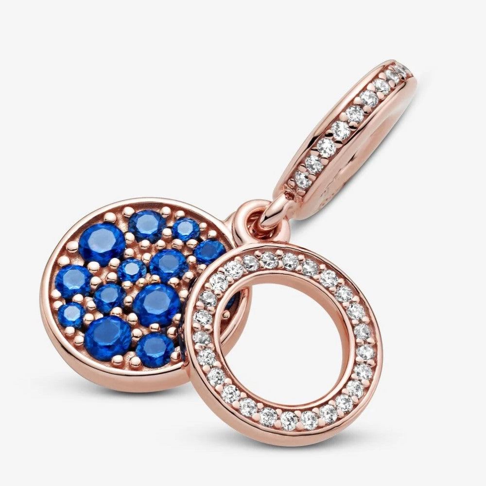 Charm Pendente Pandora Doppio con Disco Blu Scintillante 789186C01