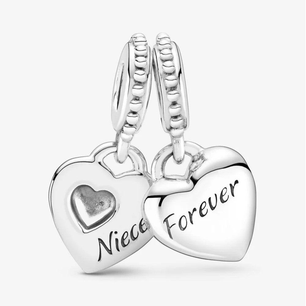 Charm Pendente Pandora con due Cuori Zia e Nipote 799188C00