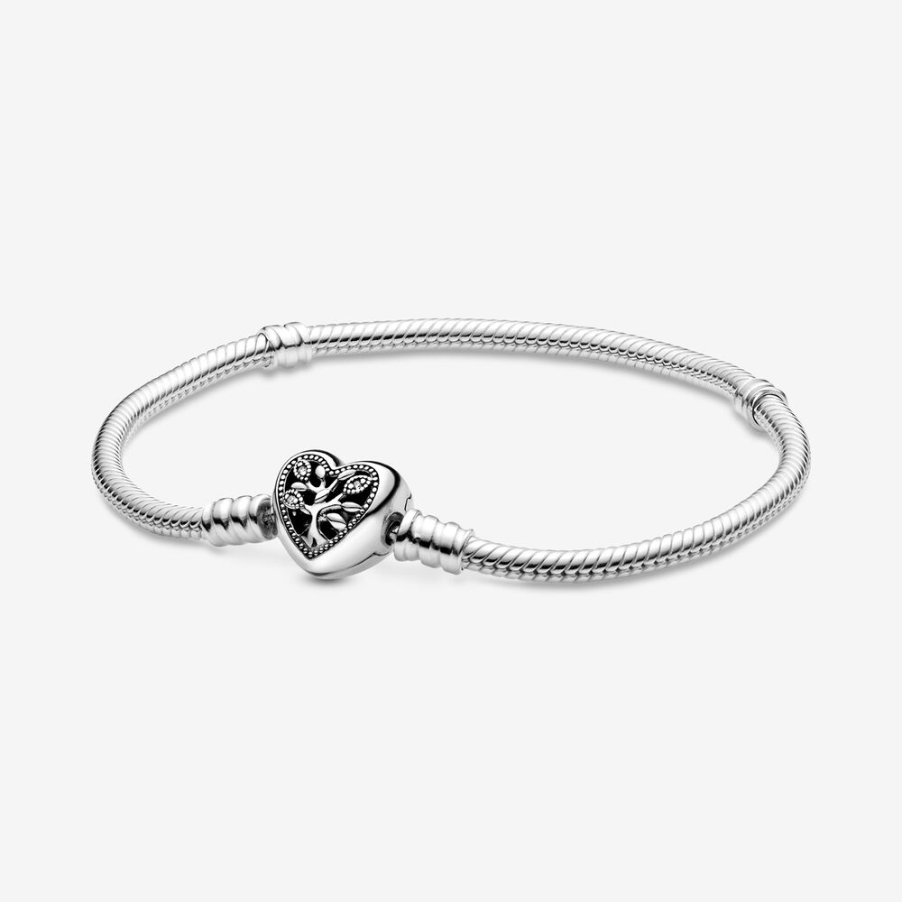 Bracciale Pandora Moments con Maglia Snake, Chiusura a Cuore e Albero della Vita 598827C01