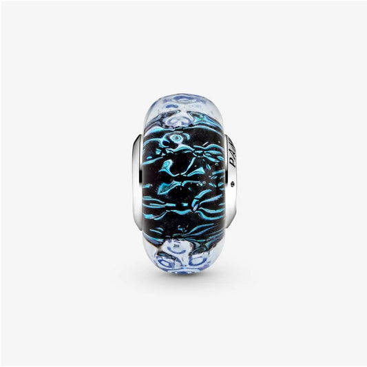 Charm Pandora Oceano in Vetro di Murano Blu Scuro 798938C00