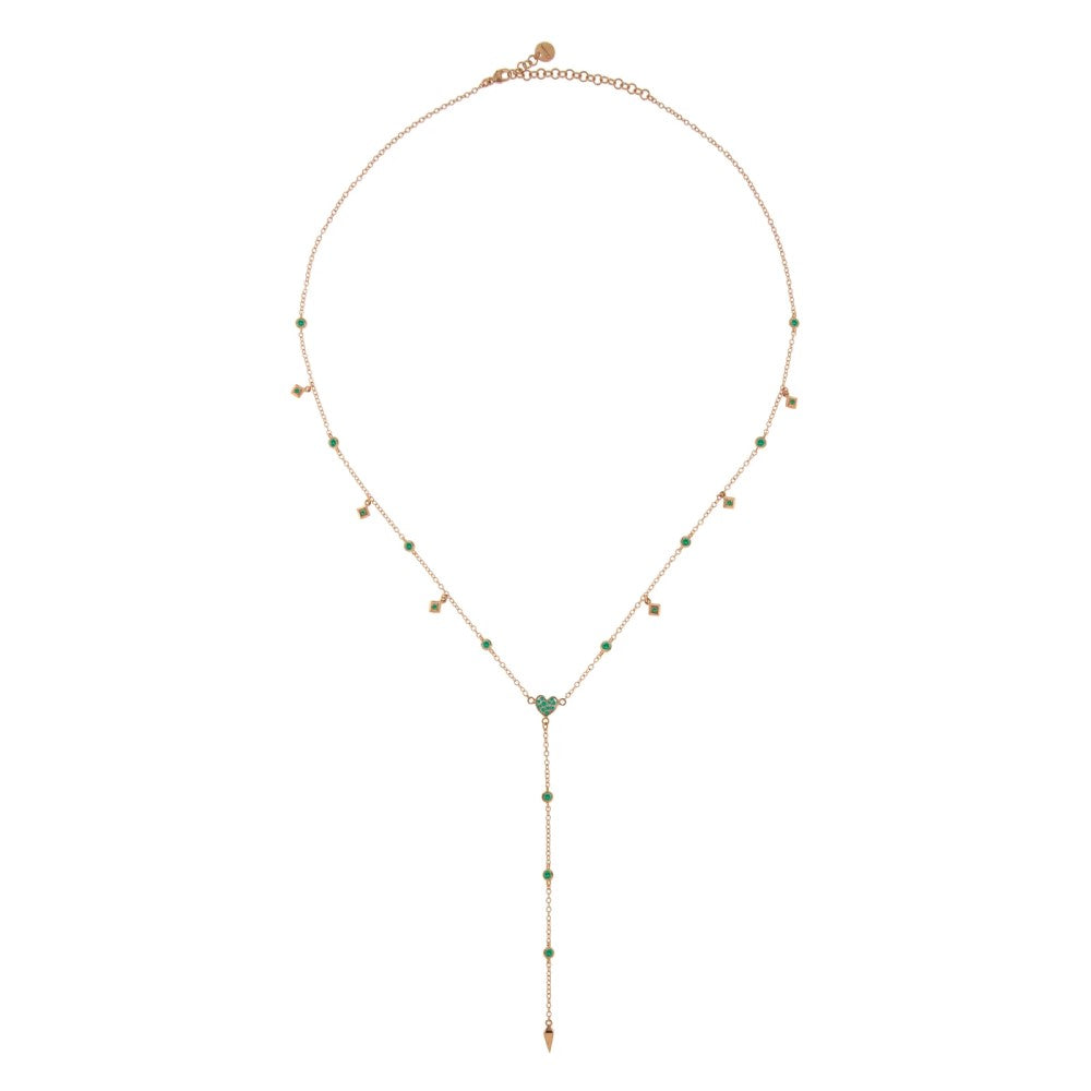 Girocollo Rue Des Mille 50 Cm Rosario Cuore/Lancia Zirconi Verdi GRZ-BO_ROS