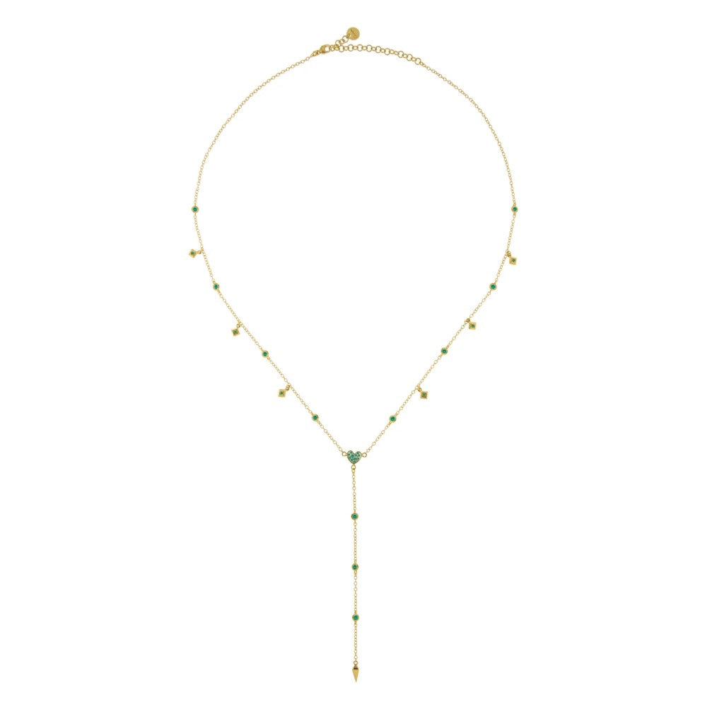 Girocollo Rue Des Mille 50 Cm Rosario Cuore/Lancia Zirconi Verdi GRZ-BO_ROS