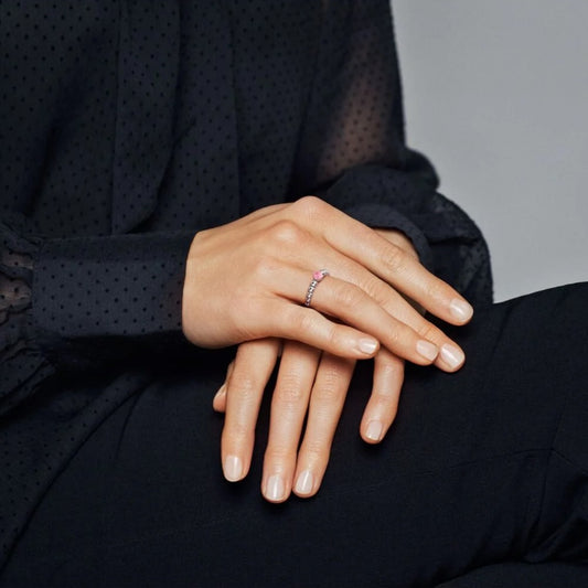 Anello Pandora Petalo Rosa Decorato con Sfere 198867C09