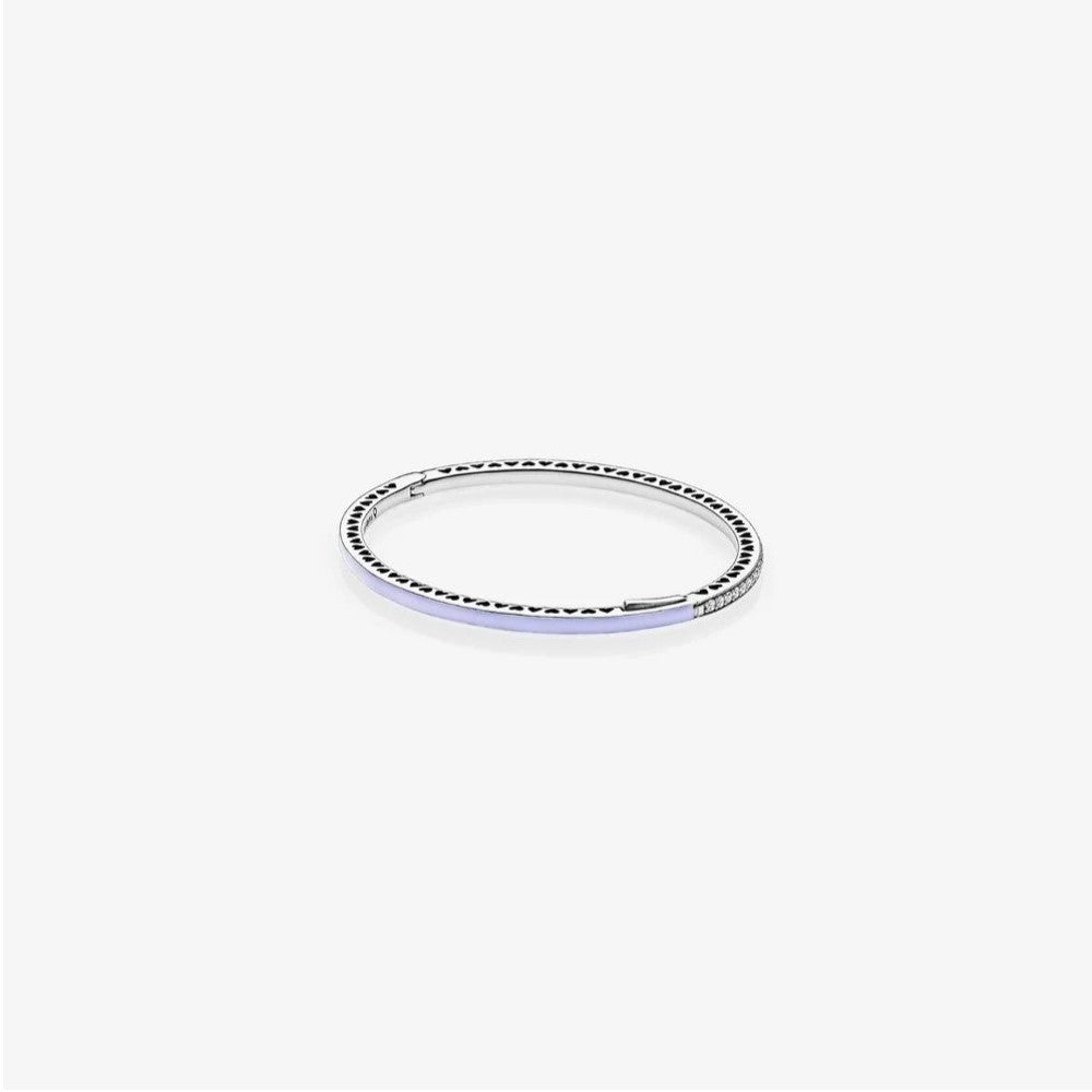Bracciale Pandora Rigido in Argento, Zirconia Cubica e Smalto Color Lavanda 590537EN66