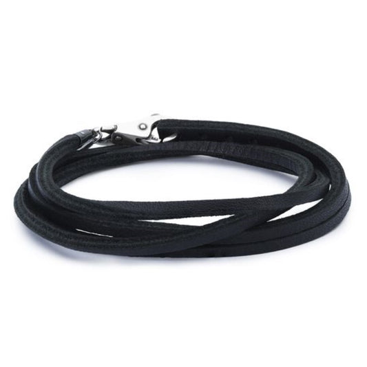 Bracciale Trollbeads in Cuoio Nero con Chiusura Semplice