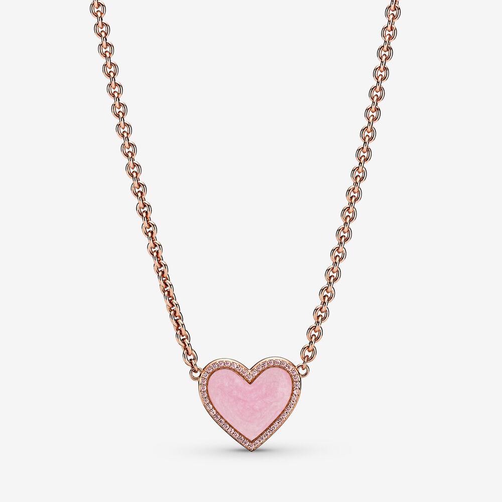 Pandora Pink Spiral Heart Necklace 389279C01-50