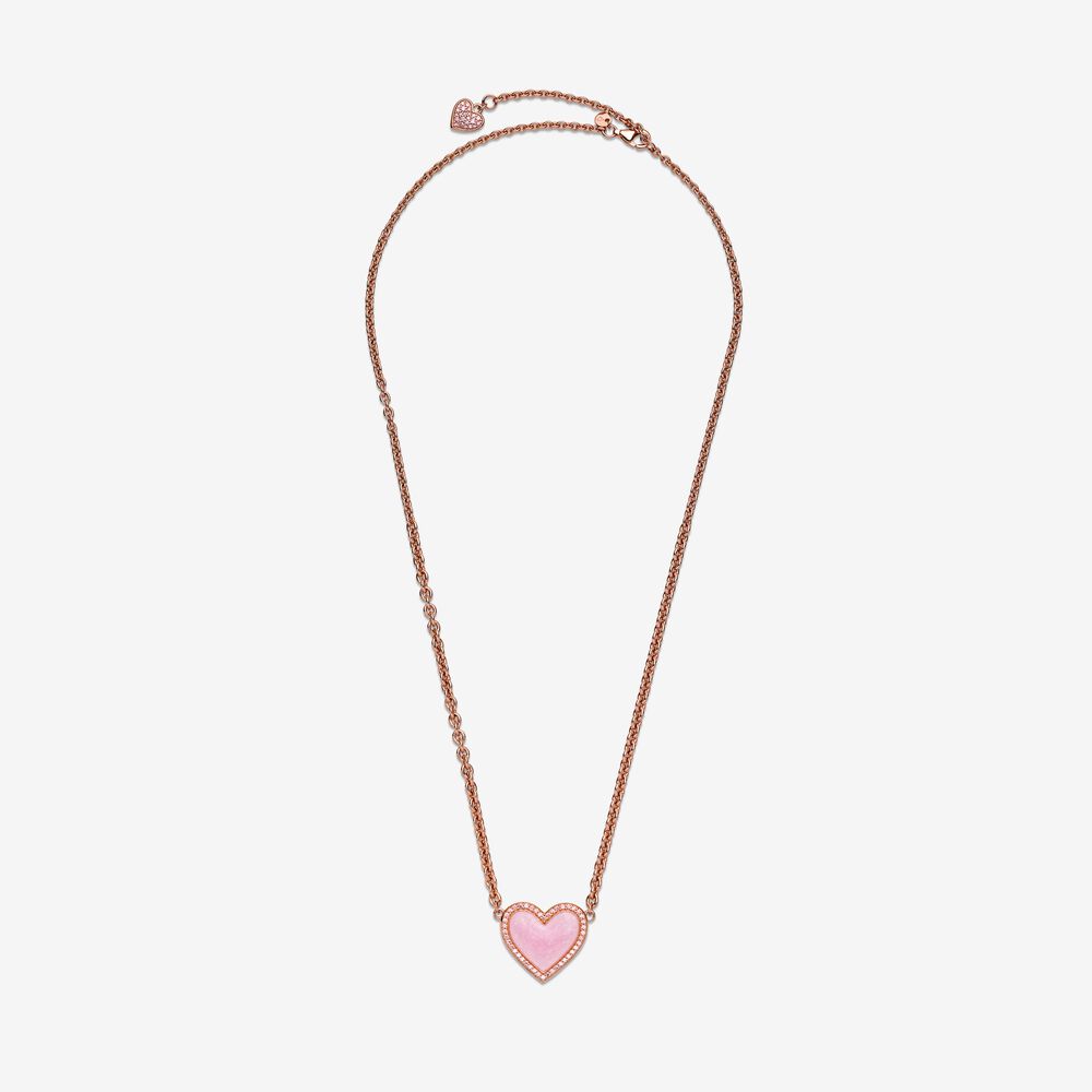 Pandora Pink Spiral Heart Necklace 389279C01-50