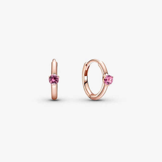 Orecchini Pandora a Cerchio con Solitario Rosa 289304C03