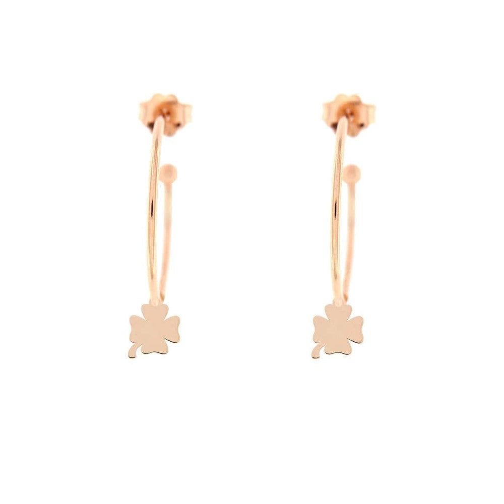 Rue Des Mille Hoop Earrings with Micro Four-Leaf Clover Pendant ORD1QUAD