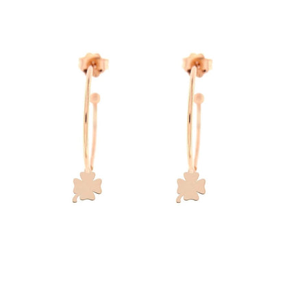 Rue Des Mille Hoop Earrings with Micro Four-Leaf Clover Pendant ORD1QUAD