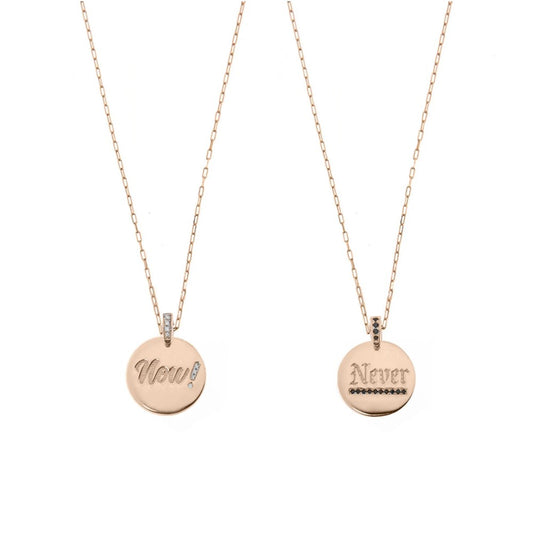 Girocollo Rue Des Mille Medaglia Doubleface NOW or NEVER - Catena Maglia Allungata Sottile GRZ-009.TD.NOW