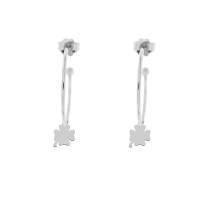 Rue Des Mille Hoop Earrings with Micro Four-Leaf Clover Pendant ORD1QUAD