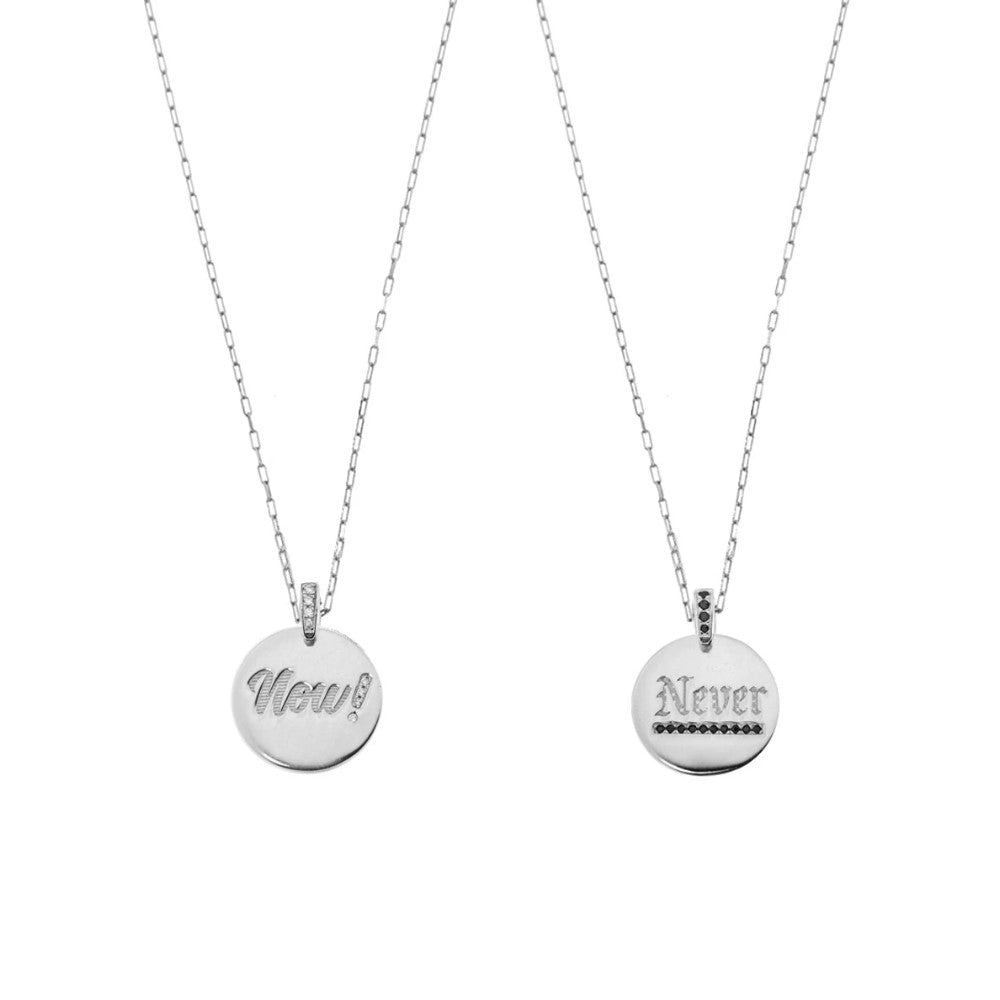 Rue Des Mille Double-Sided Medal Necklace NOW or NEVER - Thin Extended Link Chain GRZ-009.TD.NOW