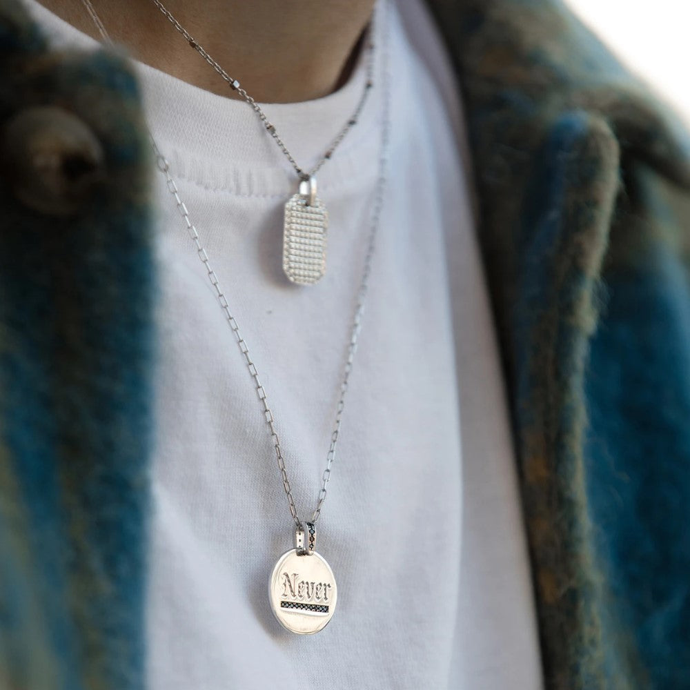 Rue Des Mille Double-Sided Medal Necklace NOW or NEVER - Thin Extended Link Chain GRZ-009.TD.NOW