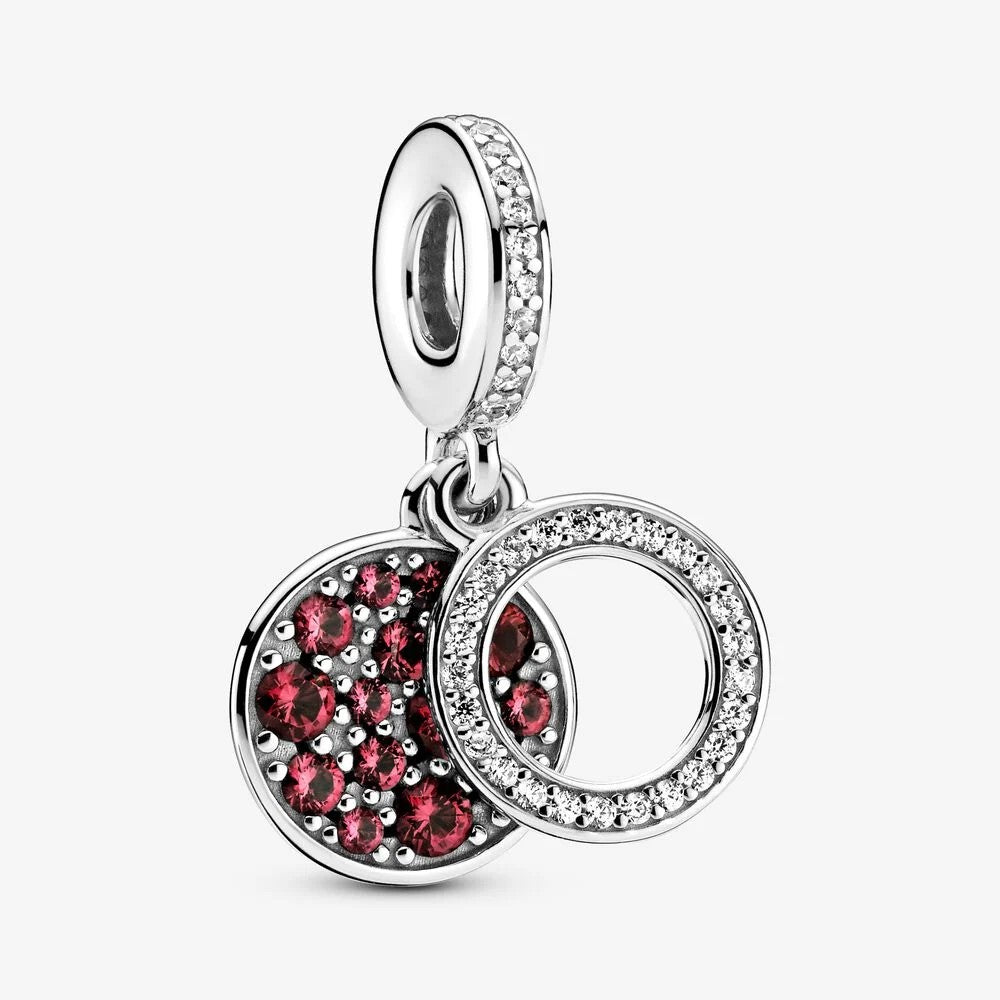 Pandora Double Dangle Charm with Sparkling Red Disc 799186C03
