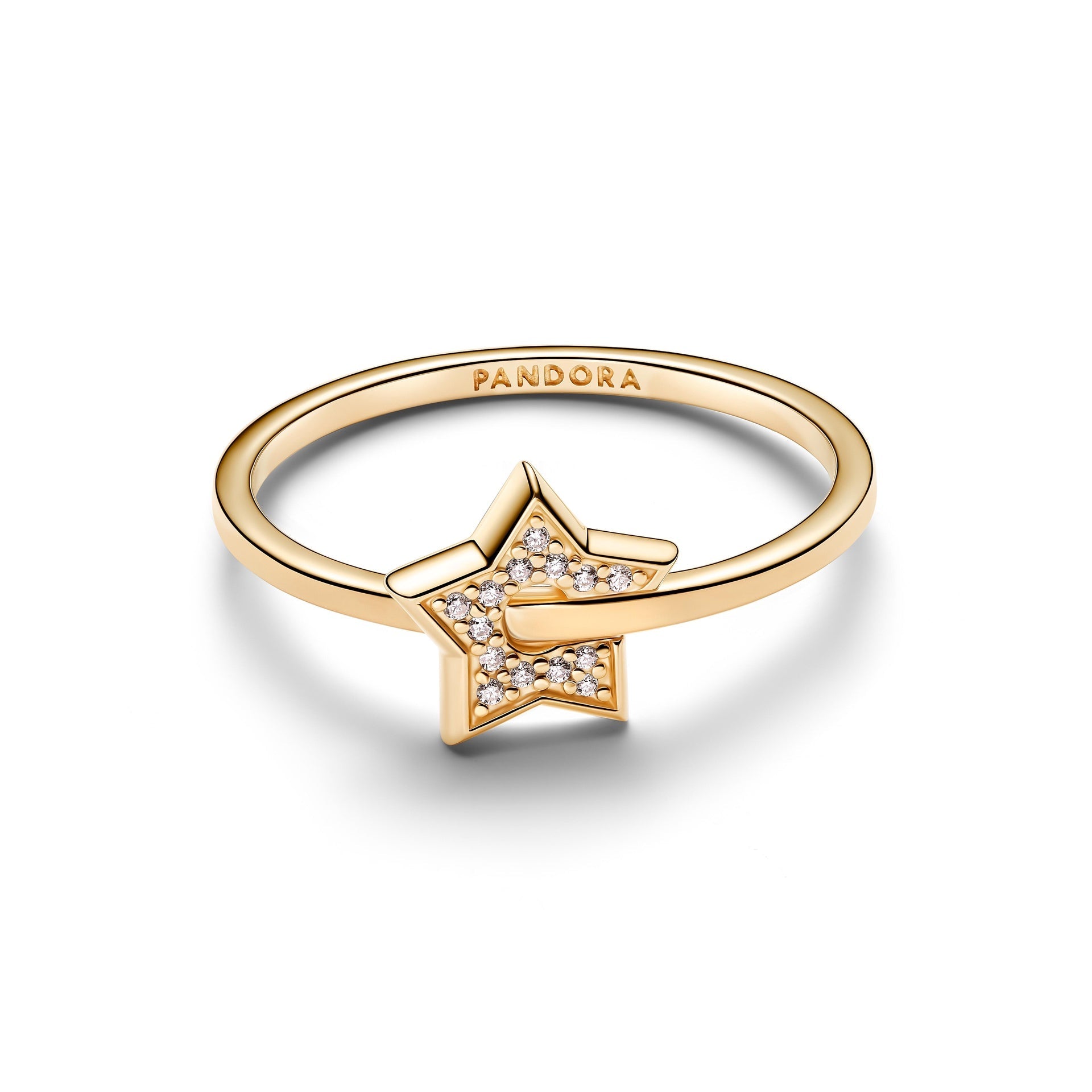 Anello Pandora Talisman Stella in oro 14k con pavé di diamanti creati in laboratorio - 154794C01