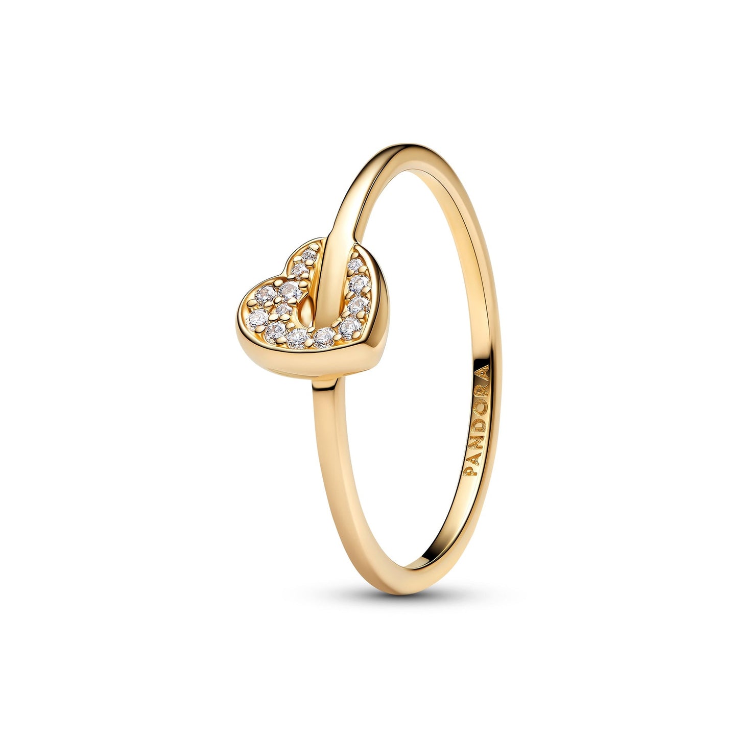 Anello Pandora Talisman Cuore in oro 14k con pavé di diamanti creati in laboratorio - 154795C01
