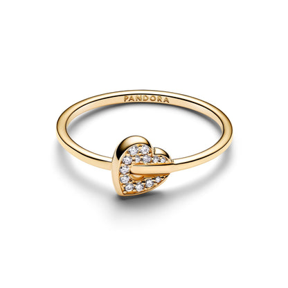 Anello Pandora Talisman Cuore in oro 14k con pavé di diamanti creati in laboratorio - 154795C01