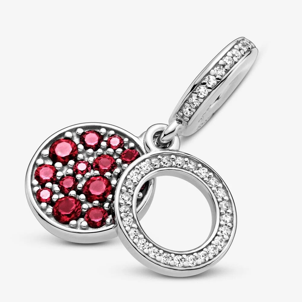 Pandora Double Dangle Charm with Sparkling Red Disc 799186C03
