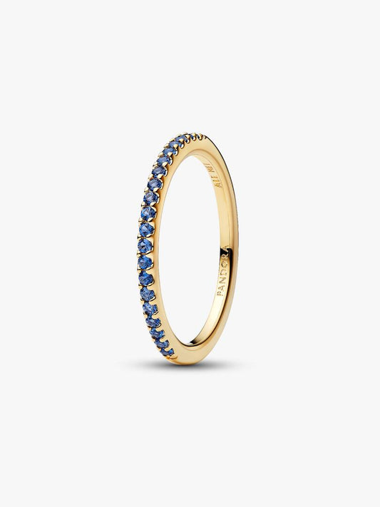 Anello Pandora Pavé Fascia Sottile Blu 162999C02
