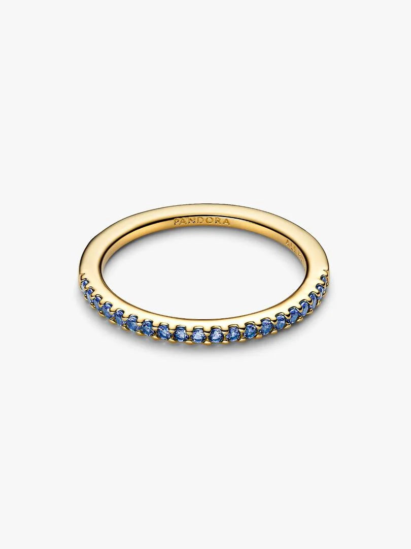 Anello Pandora Pavé Fascia Sottile Blu 162999C02